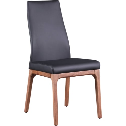 Rosario Dining Chair in Black Leatherette & Walnut Finish (Set of 2)